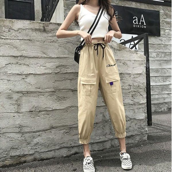 

2020 european and american harajuku pants pure black khaki white chinese street clothing trousers jogging sports pants fashion, Black;white