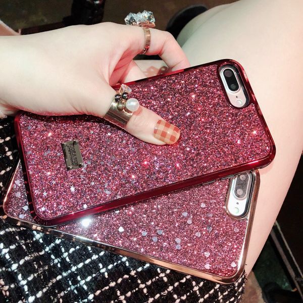 

suitable for iphone xs max fashion glitter plating frame mobile phone case