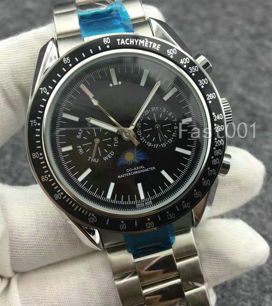 

2019 bracelet luxury speed moon mechanical mens designer stainless steel automatic movement watch sports watches self-wind wristwatches, Slivery;brown