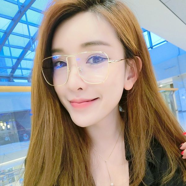 

artistic round face fashionable men's myopia round frame can be matched with women's glasses frame optical korean plain glasses, Silver