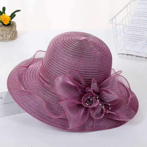 

korean new sunshade fashion lady women visor cap sun sun hat big flower chiffon beach sunscreen basin hat, Blue;gray