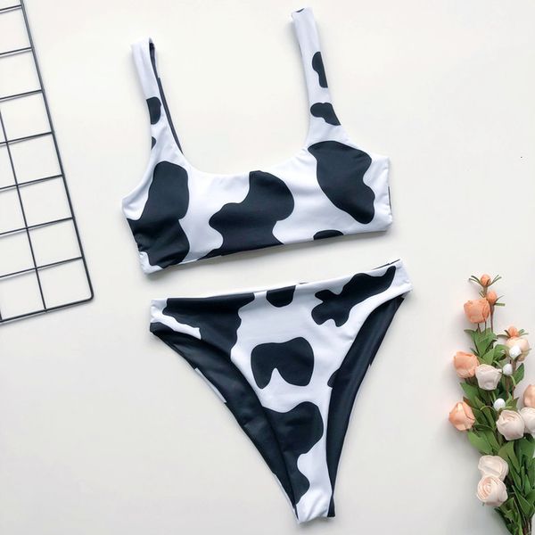 

new cow print bikini 2020 summer swimwear women push up two piece swimsuit female biquini brazilian beachwear swimming suit, White;black