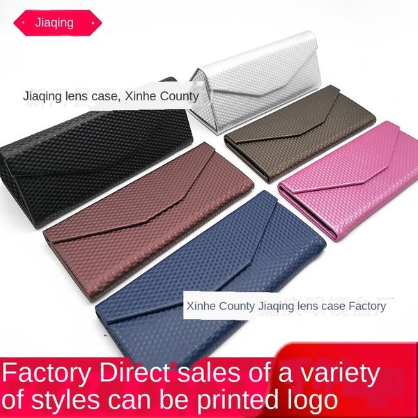 

stereo handmade case glasses case square leather triangular folding glasses box handmade box fashion classic atmospheric, Blue