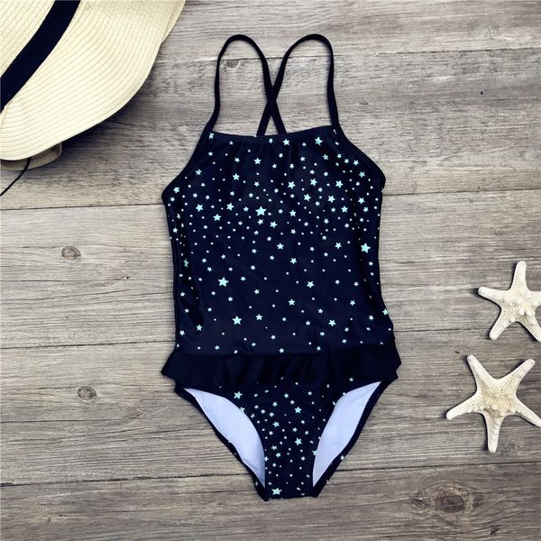 

igfuz 2020 girls' striped printed one-piece children's new swimming 2020 girls' striped printed one-piece children's swi, Black