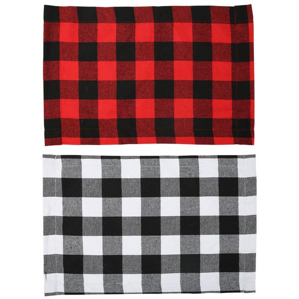 

plaid placemat christmas decoration red black plaid table cutlery 44*29cm plate place mat tablecloth xmas home party decorations gga3562-2