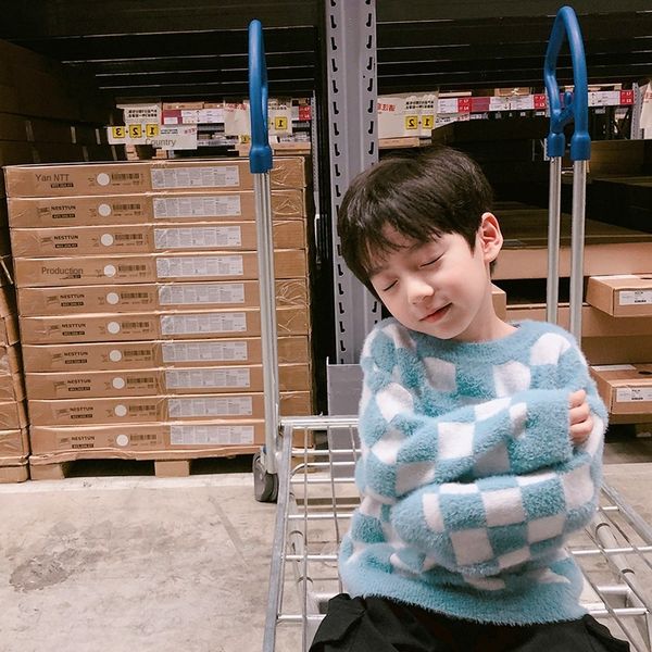 

winter korean style clothing pullover pullover clothing children's sweater girls avocado children's thickened sweater, Blue