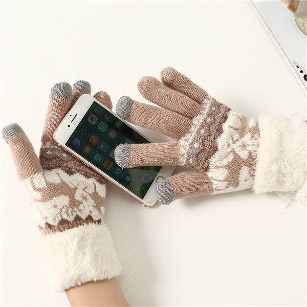 

touch screen cashmere double deer velvet warm and gloves thickened knitted touch screen function warm gloves