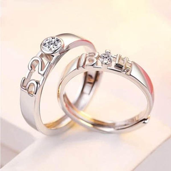 

s925 sterling silver 5201314 personalized couple ring european and american digital couple live mouth adjustable ring wholesale