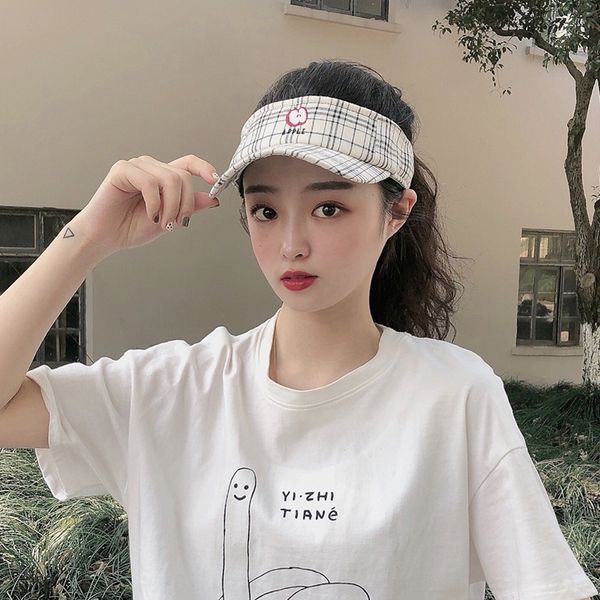 

female ins fruit embroidery avocado plaid empty sun baseball cap hat fruit hat summer sports running dome baseball cap, Blue;gray