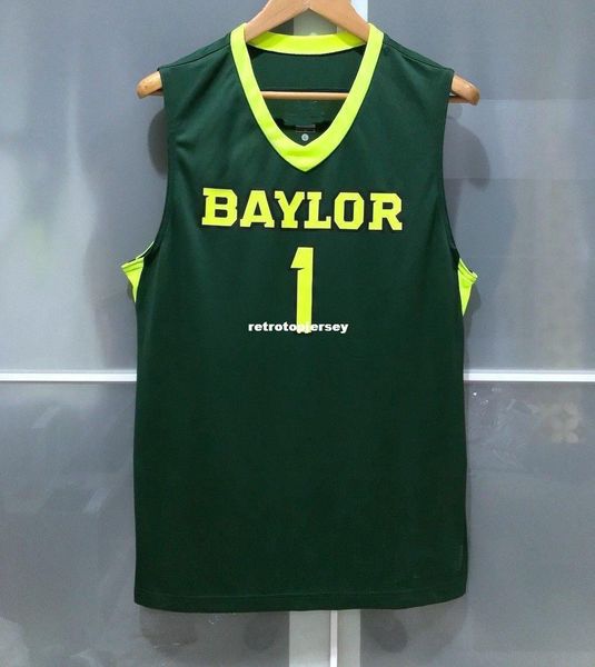 

wholesale baylor bears #1 mens basketball game jersey green neon t-shirt vest stitched basketball jerseys ncaa, Gray