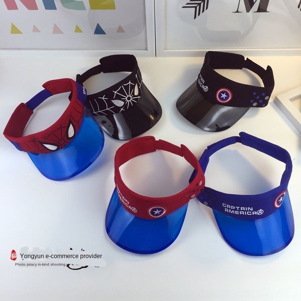 

new children's cartoon spider-man empty male and female children's outdoor sunscreen sunscreen hat hat, Blue;gray