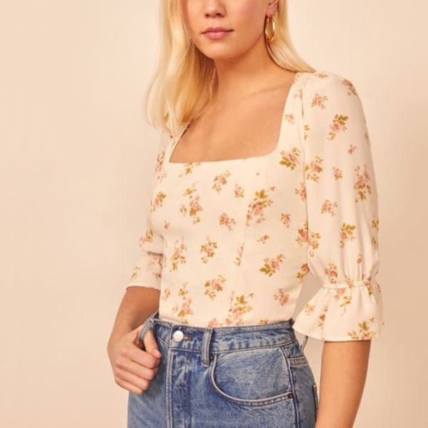 

summer women's shirt casual flower print shirt, White