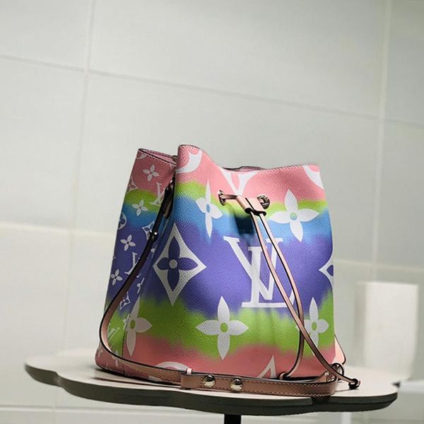 

simple style womens leather bucket bags handbag drawstring shoulder bag with origin box luxury design ladies messenger crossbody bags