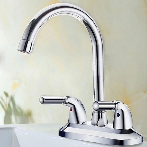 

360Â° rotation kitchen faucet cold and water mixer tap double handle basin faucet double hole water faucet