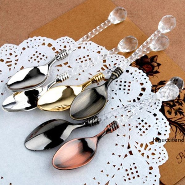 

new design mini coffee stirring spoon party favors tea drink spoon retro tableware kitchen spoon tool 4color 10.93*3.5*2cm abolut