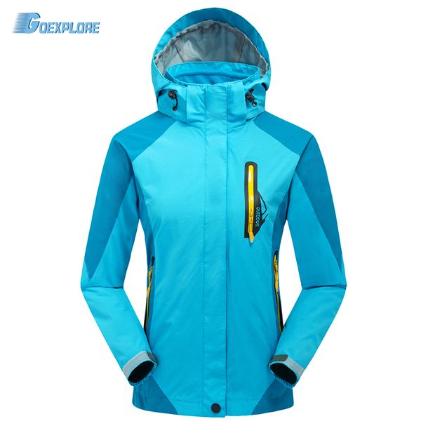 

hiking jacket women outdoor sport outerwear trekking fishing waterproof windser double layer brand clothes for camping, Blue;black