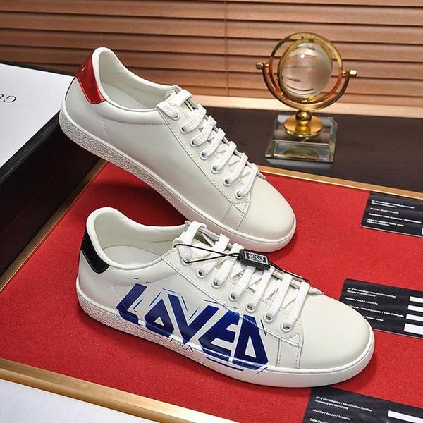 

men 's ace sneaker with loved print mens shoes vintage design leather type comfortable shoes lace -up low casual men shoes scarpe, Black