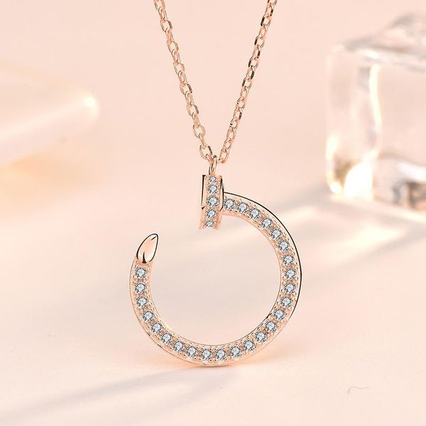 

air brand lai ming sterling silver necklace female ins niche nail design geometric trend over diamond clavicle chain ol commuter temperament