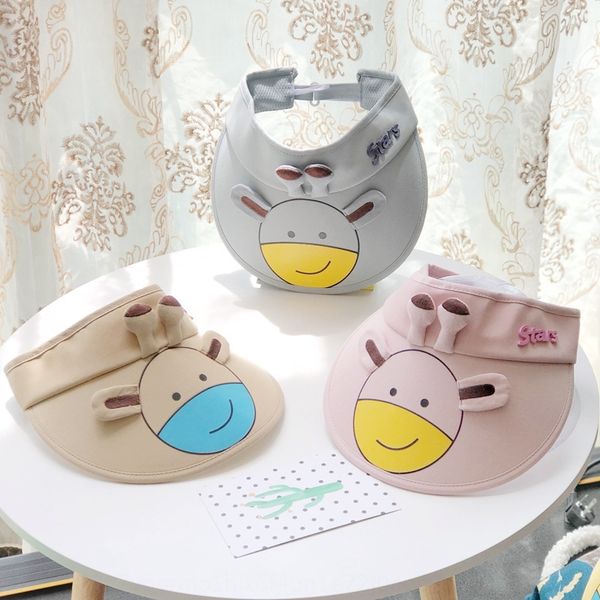 

korean head head style deer boys' and girls' headless cap adjustable cartoon headless cap sun hat for babies aged 1-5, Yellow