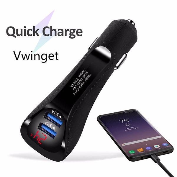 

digital car charger dual usb interface mobile phone charger display voltage and current multi-function