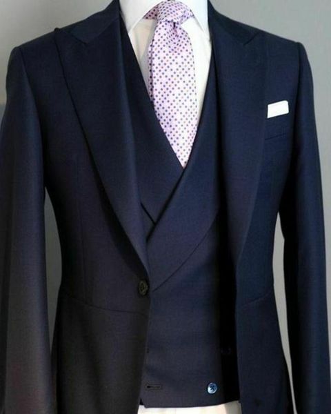 

2020 navy blue men's wedding suits groom man party tuxedos tailored 3 pieces new formal prom suit (jacket+pants+vest, White;black