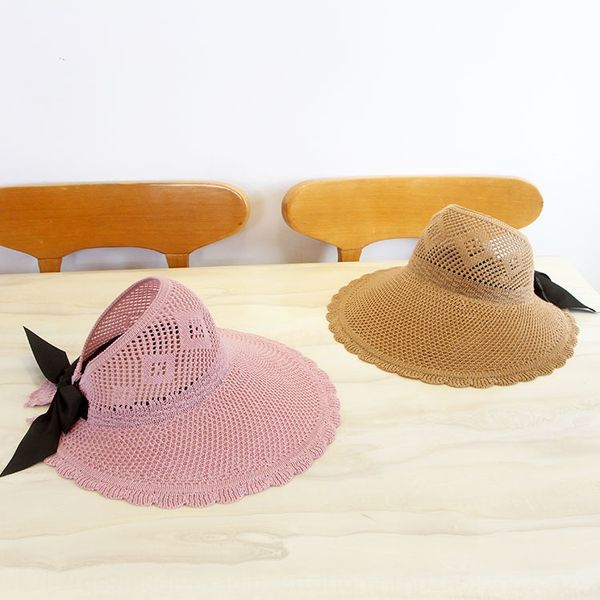 

20 new women's sunscreen knitted knitted subnet red foldable sunscreen hat children's bowknot empty straw hat, Blue;gray