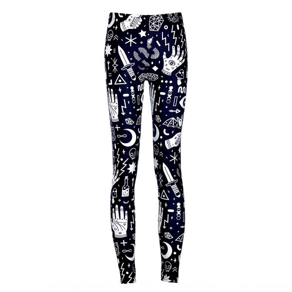 

fashion starry sky digital printing black background white graffiti leggings tight pants digital tight pants lgs3628, Black;white