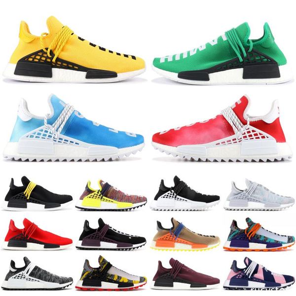 

with nmd human race mens running shoes pharrell williams black yellow solar pack mother sport designer shoes women sneakers 36-47