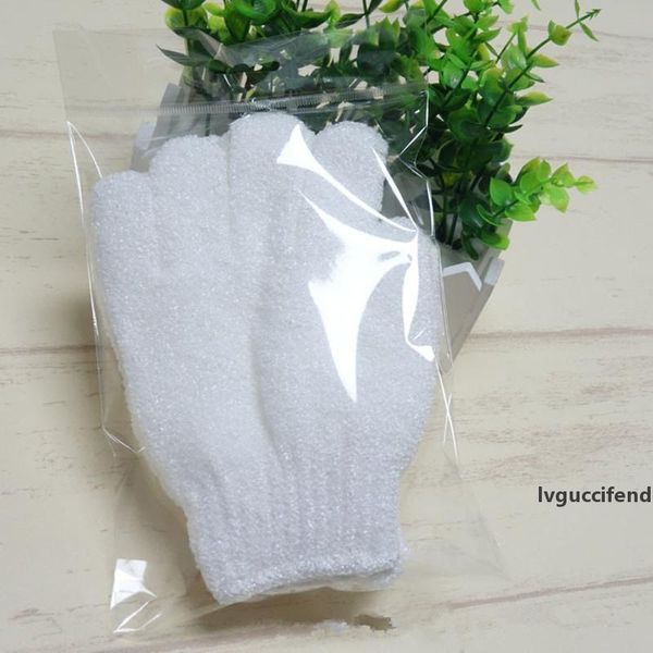 

white nylon body cleaning shower gloves exfoliating bath glove five fingers bath bathroom gloves home supplies