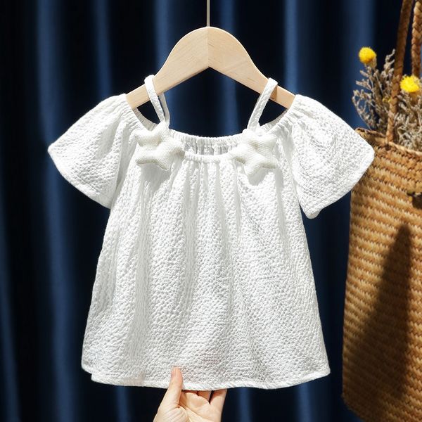 

ct1ob 2020 summer new girls shoulder strap t- shirtclothing baby baby children star off-shoulder strap short-sleeved t-shirt shirt fashi, Blue