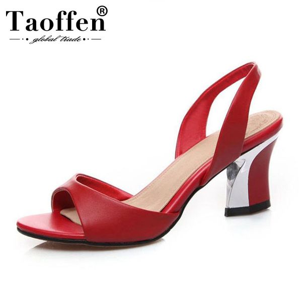 

taoffensize 33-44 women sandals genuine leather slip on thck heel open toe simple ornate women summer shoes office footwear, Black