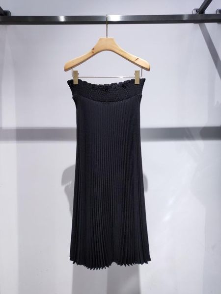 

2020 new ladies fashion solid color pleated half skirt 0723, Black