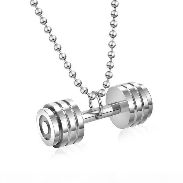 

sporty dumbbell barbell pendants&necklaces individuality gym fitness necklace statement necklaces for men biker necklace hip hop jewelry, Silver
