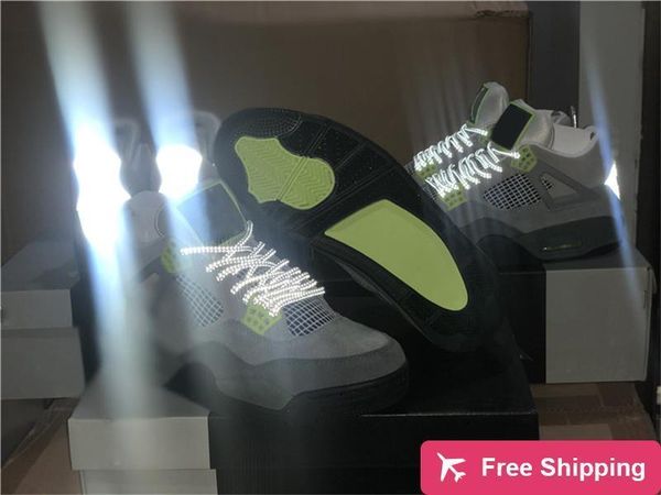 

2020 air authentic og 4 se neon cool grey volt wolf grey anthracite basketball shoes men with original box ct5342 -007 sneakers