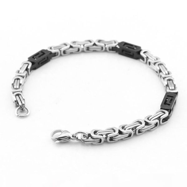 

мужские ожерелья из нержавеющей стали серебряного черного византийского box звено цепи ожерелье и браслет, ширина: 6mm, Silver