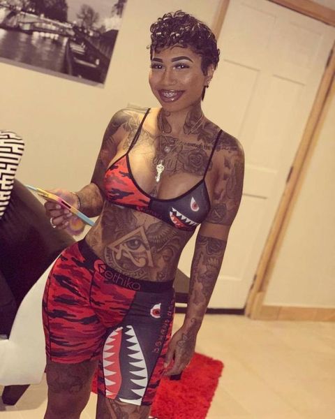 

adfvat fashion printed women set sleeveless spaghetti strap crop and bodycon short pants summer two piece set ls6222, Gray