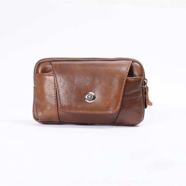 

horizontal men wearing belt cowhide mobile phone running bag multi-functional outdoor waist hanging genuine mobile phone bag