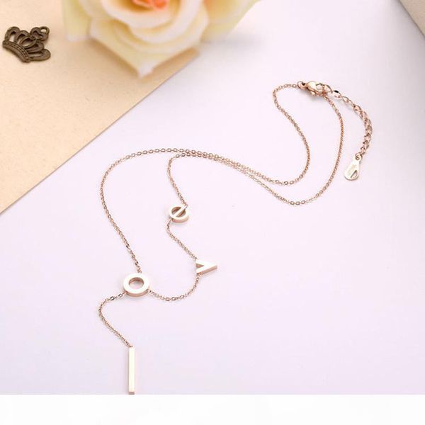 

e 2018 new design letter love necklaces 18k gold rose gold chain fashion womens necklace jewelry for women, Silver
