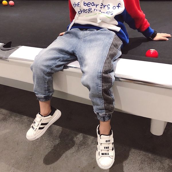 

2020 casual panty jeans new children's jeans medium and large children's boys korean harem loose pants boys casual pants fashion, Blue