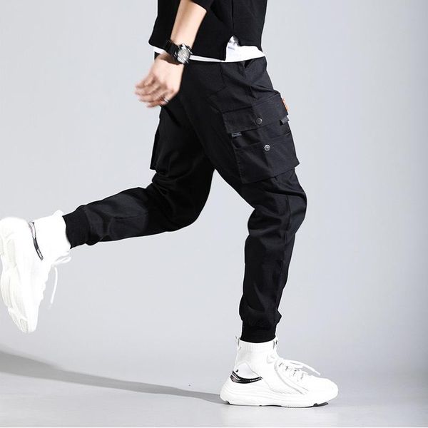 

pants hip hop men's high street loose casual sweatpants multiple pockets jogging overalls harajuku ins street track cargo pants, Black
