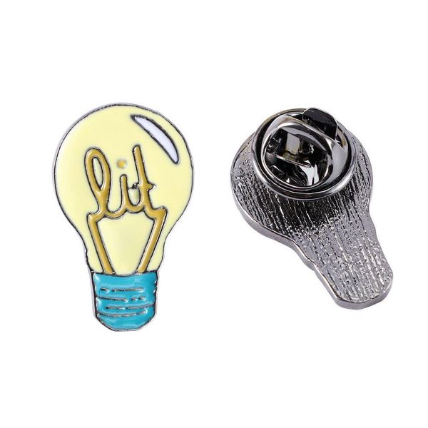 

lovely alloy light bulb enamel brooch pin badge lapel pin denim jeans shirt bag cartoon fashion jewelry kids gift, Gray