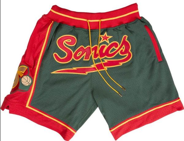 

seattle supersonics men just don retro limited edition hardwood classics nba embroidered pocket basketball shorts, Black