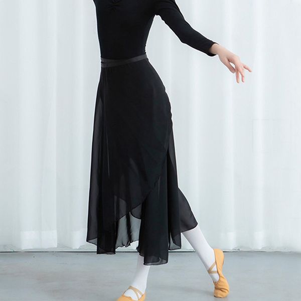 

ballet dance skirt adults long chiffon ballet skirt women ballerina soft dress black burgundy women dance costumes, Black;red