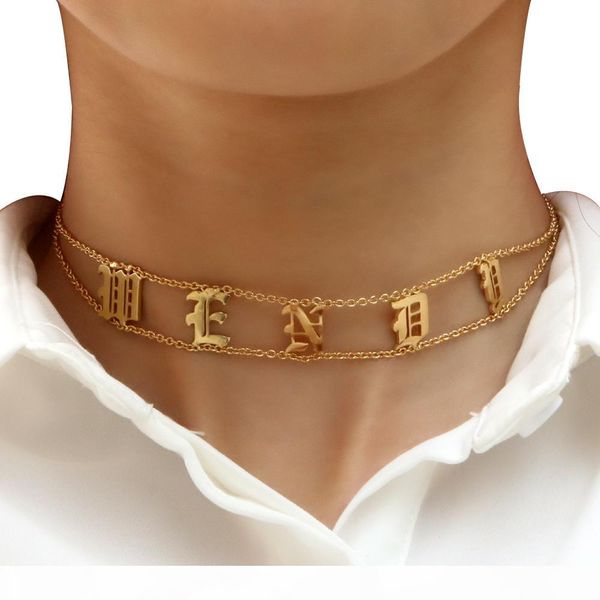 

wholesale-duoying old english choker personalized name plate necklace gothic choker dainty chic jewelry fascinating necklace for etsy, Silver