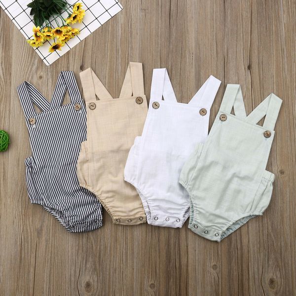 

newborn baby girl clothes solid color backless strap cotton bodysuits jumpsuit one-piece outift sunsuit, Blue