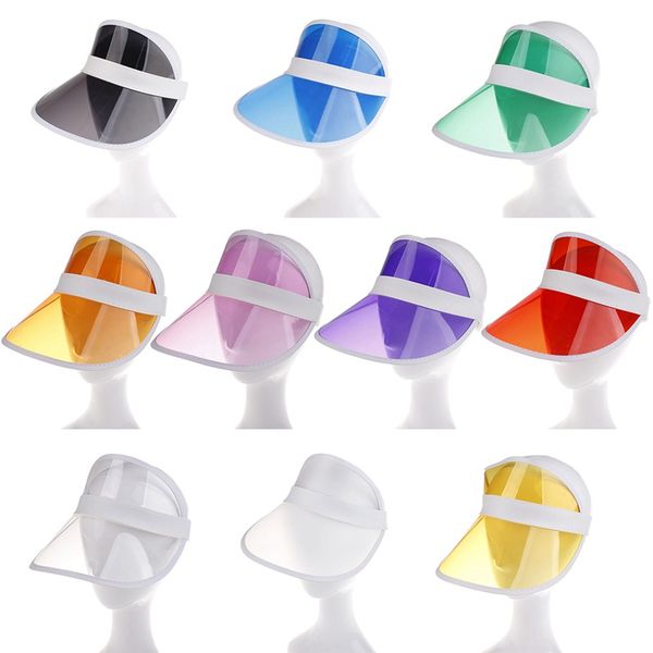 

women men sun visor transparent summer party casual clear pvc plastic sunscreen cap visors sunhat outdoor hat, Blue;gray