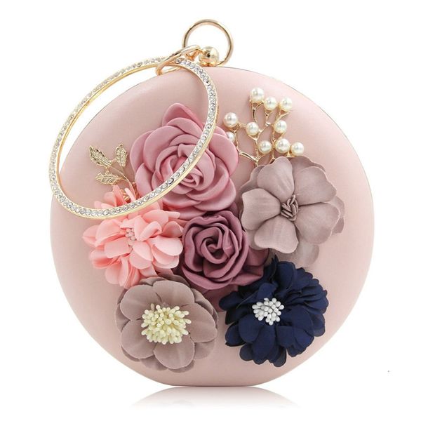 

9 colors chic women evening bag round flower dinner party wedding clutch shoulder ladies design evening handbag purse