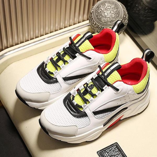 

mens shoes b22 white yellow and black canvas and calfskin sneaker lace -up drop ship fast delivery vintage fashion classic chunky sneakers