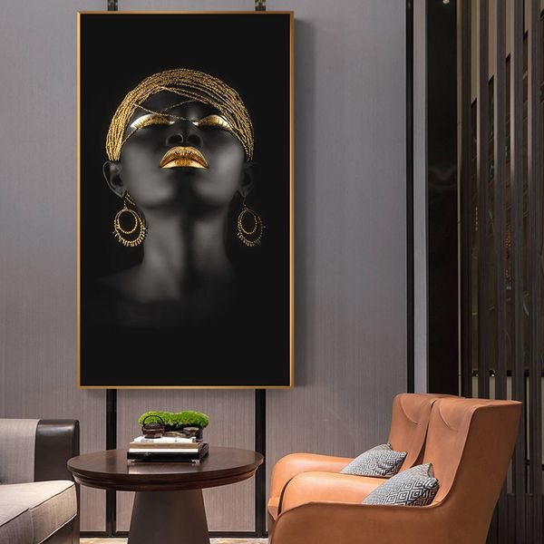 

african art nude contemplator woman oil painting on canvas wall art posters and prints wall picture for living room wall decor