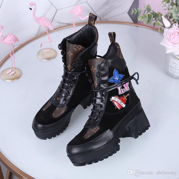 

women boots shoes luxury chaussures de femme martin bottes femmes laureate platform desert boot luxury style sale with box fast shipping, Black
